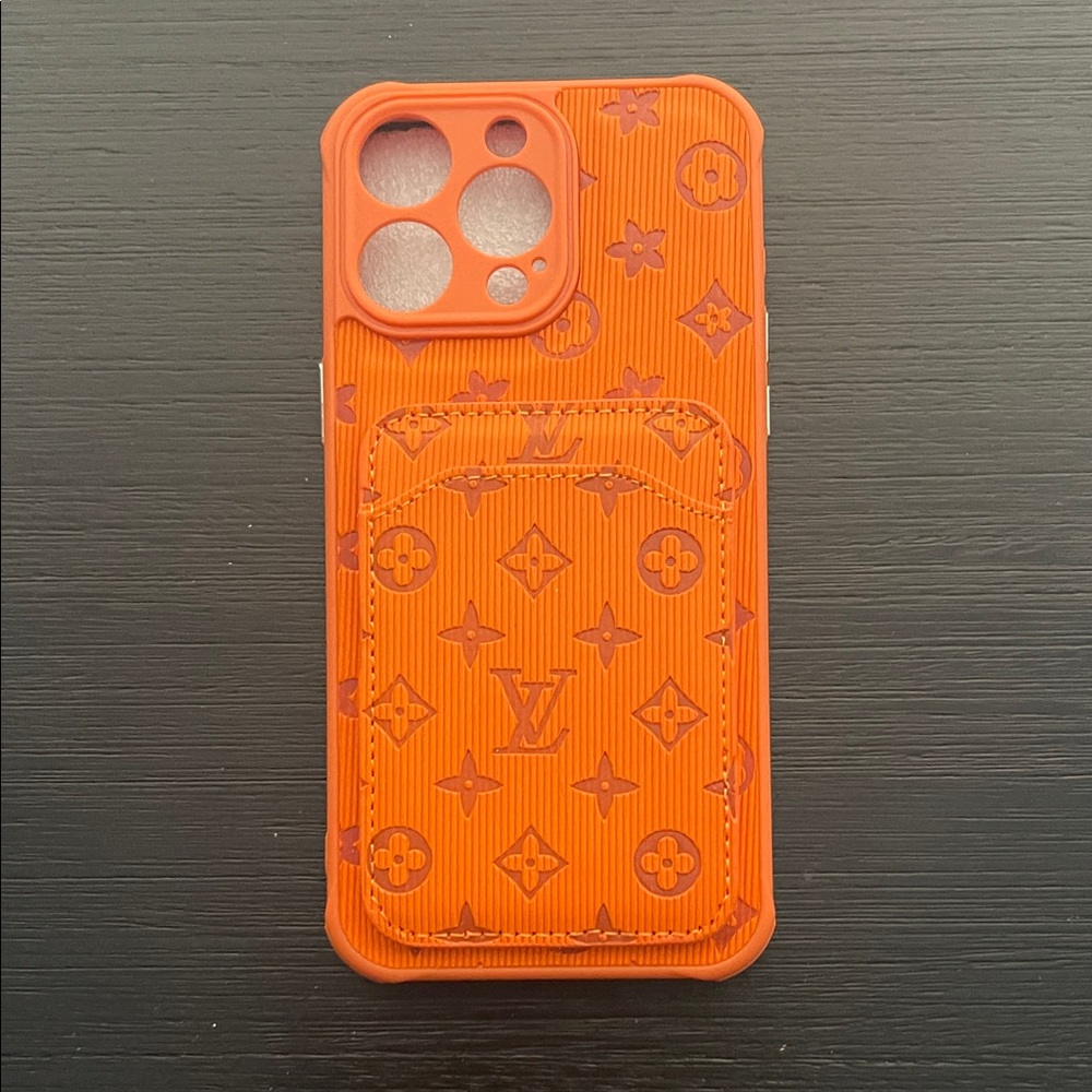 IPHONE 15 pro max Orange Phone Case🔥2 card holder 🔥